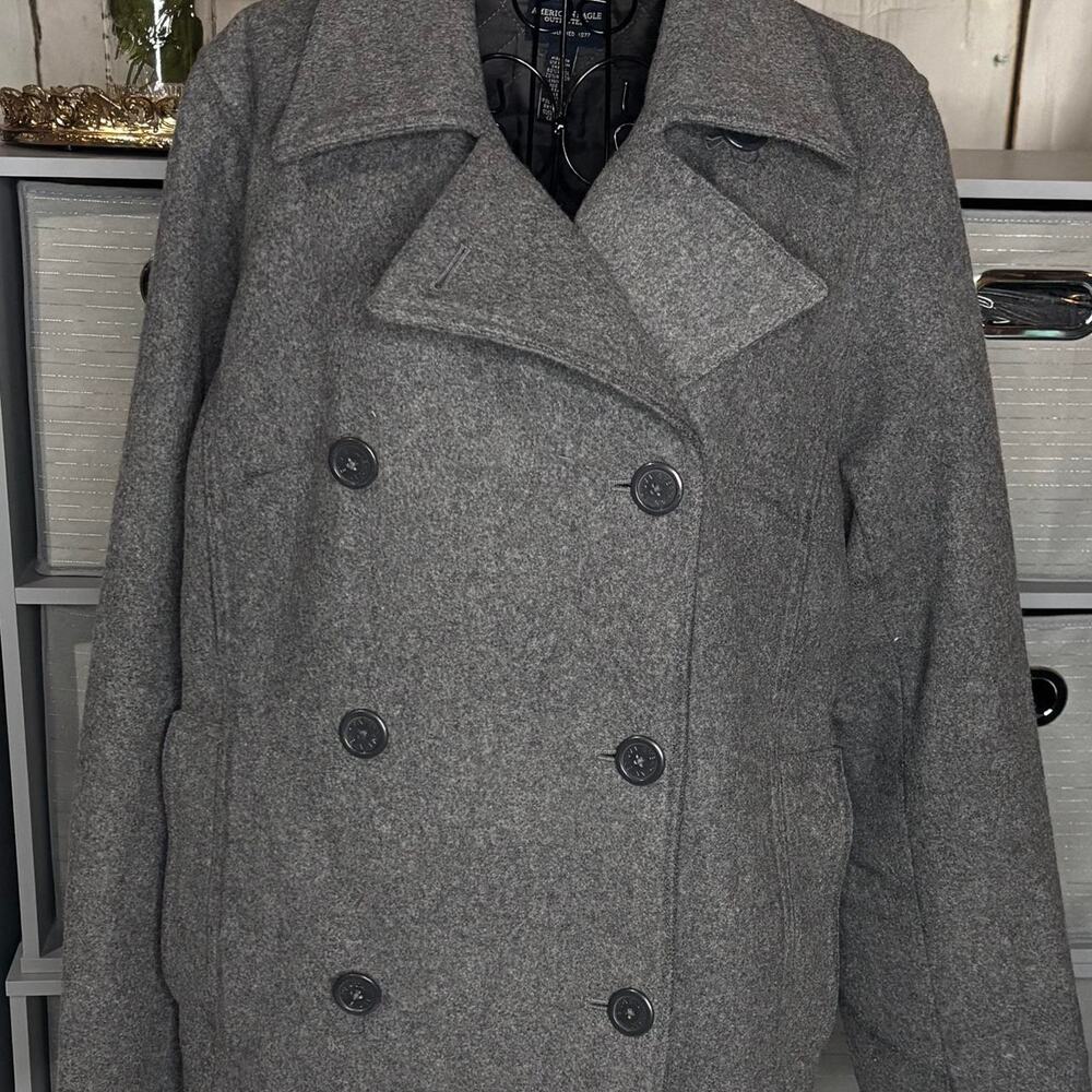 American Eagle Gray Wool Blend Peacoat - Size L